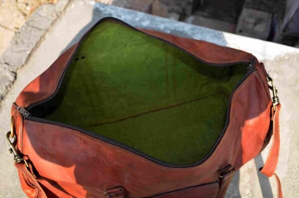 Panoply Premium Square Brown Leather Duffle Bag - Image 7