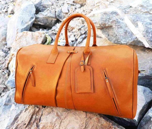 Panoply Leather Light Brown Duffle Bag - Image 2