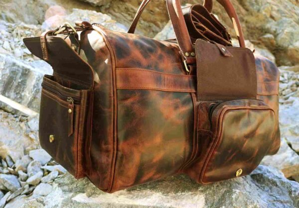 Panoply Leather Burnt Brown Big Duffle Bag - Image 6