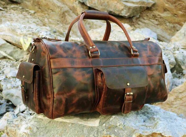 Panoply Leather Burnt Brown Big Duffle Bag - Image 8