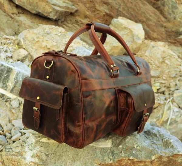 Panoply Leather Burnt Brown Big Duffle Bag - Image 2