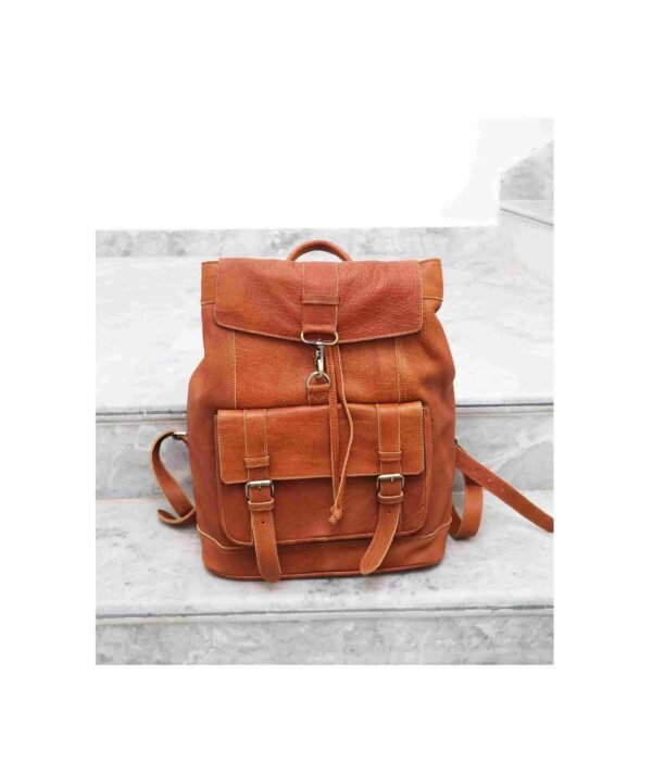 Panoply Leather Light Brown Backpack - Image 2
