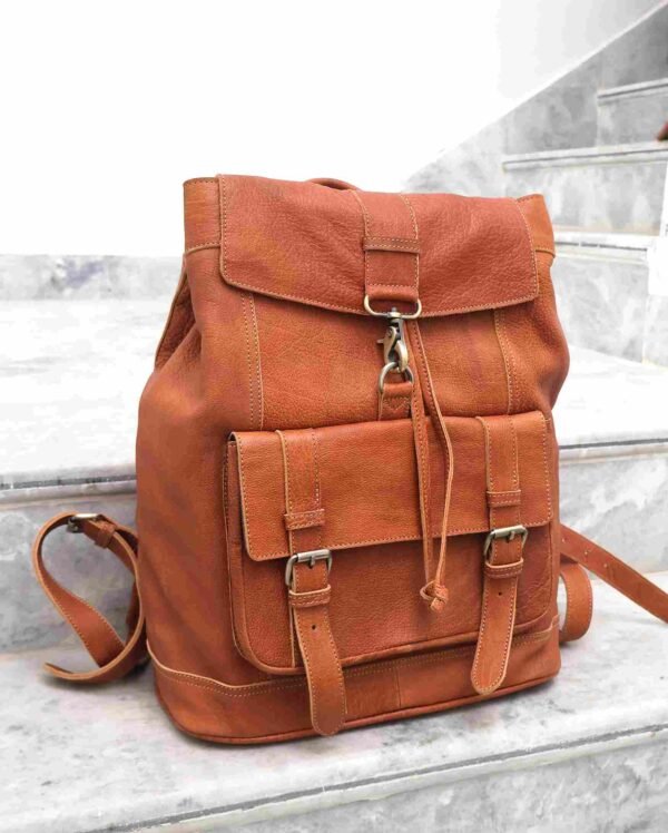 Panoply Leather Light Brown Backpack