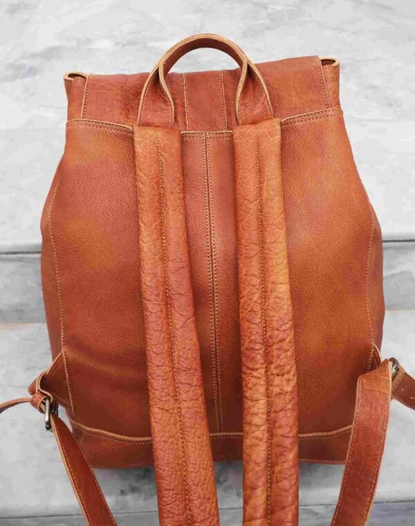 Panoply Leather Light Brown Backpack - Image 3
