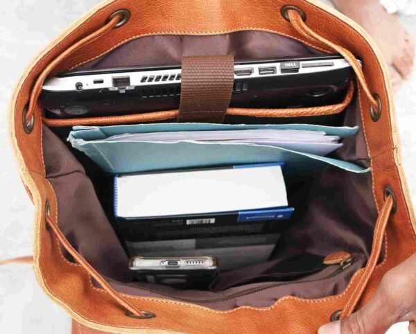 Panoply Leather Light Brown Backpack - Image 7