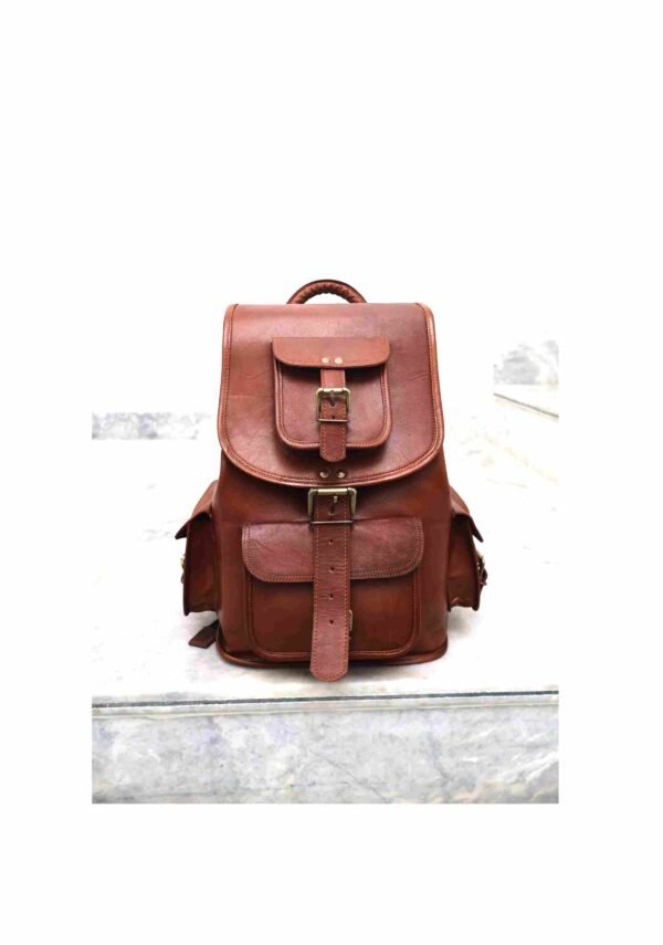 Panoply Leather Brown Russet Backpack - Image 2