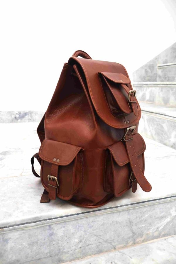 Panoply Leather Brown Russet Backpack - Image 3