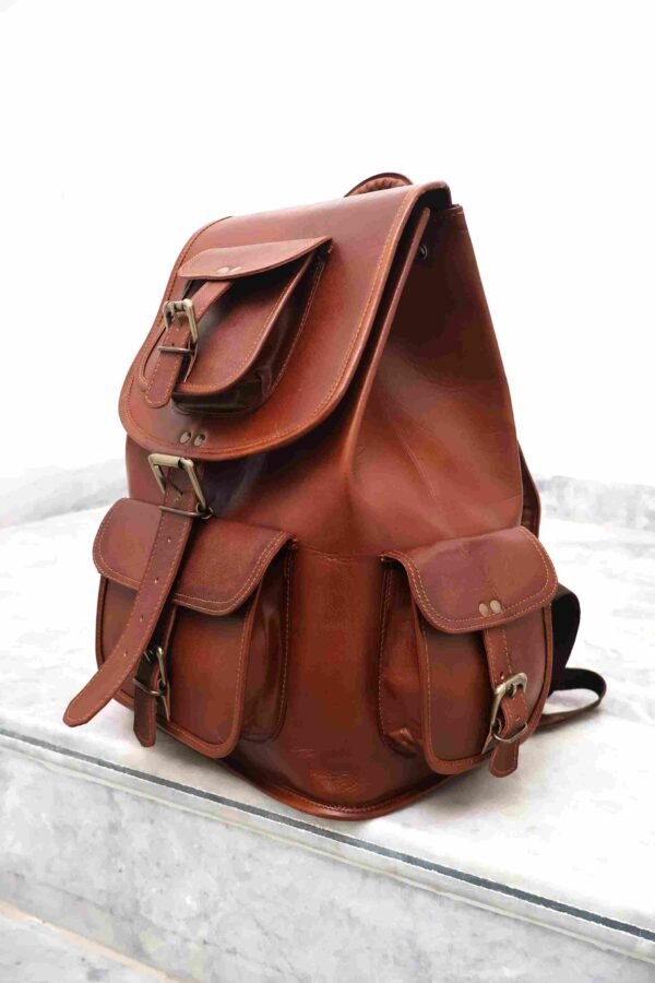 Panoply Leather Brown Russet Backpack - Image 4