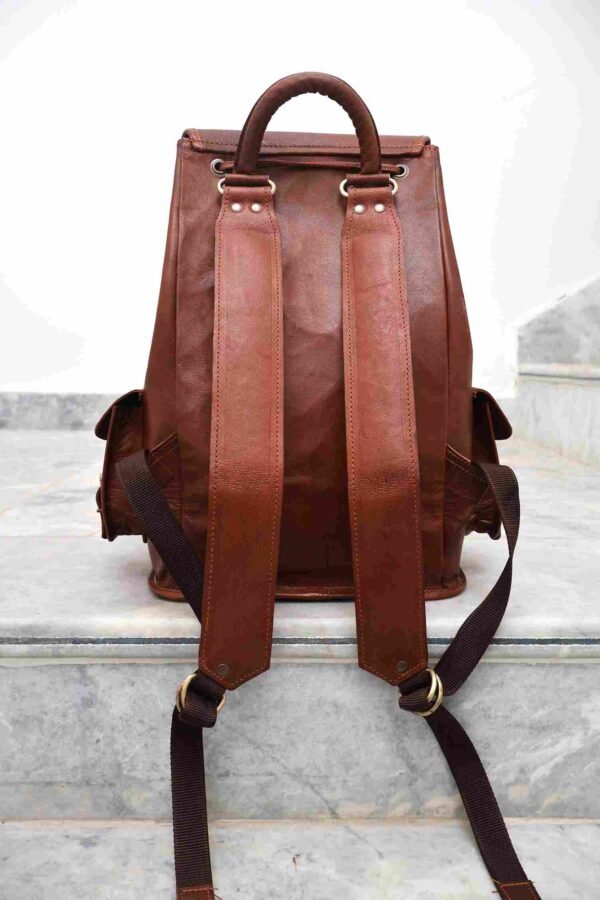 Panoply Leather Brown Russet Backpack - Image 5