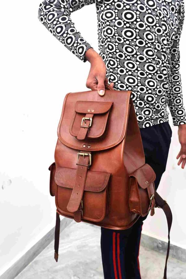 Panoply Leather Brown Russet Backpack - Image 7