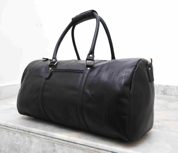 Panoply Leather Black Duffle Bag - Image 3