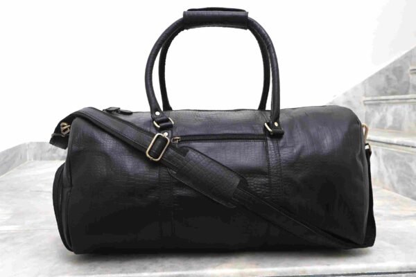 Panoply Leather Black Duffle Bag - Image 4