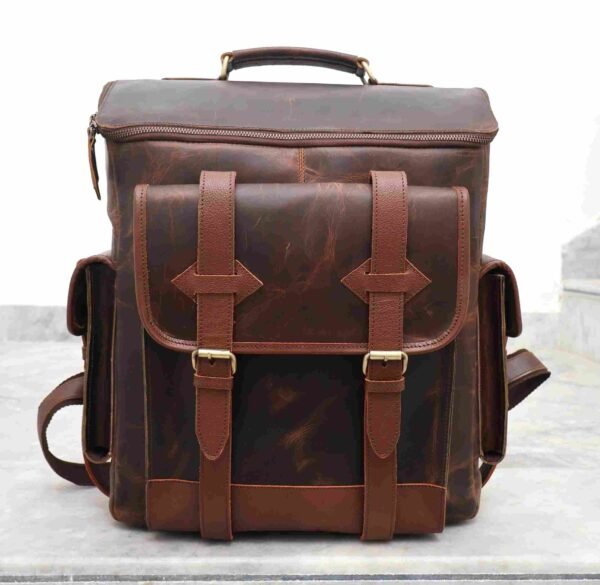 Panoply Leather Rust Brown Backpack