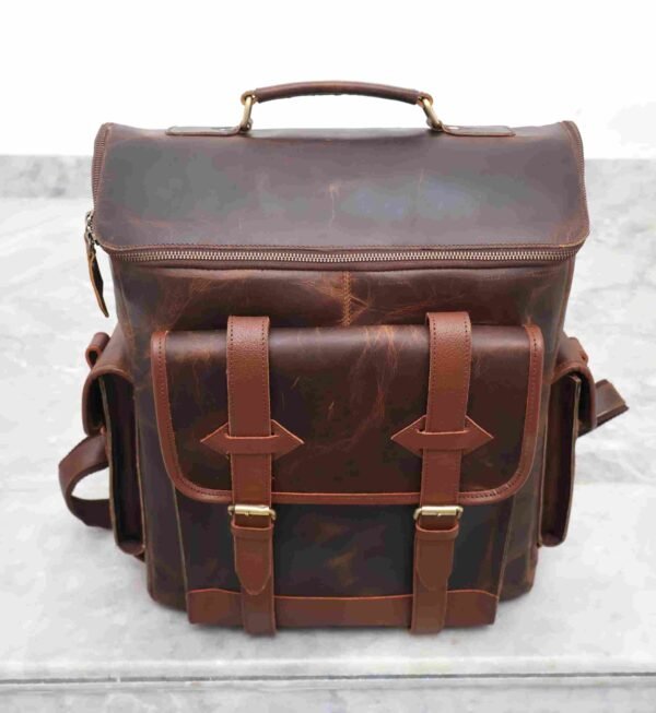 Panoply Leather Rust Brown Backpack - Image 2
