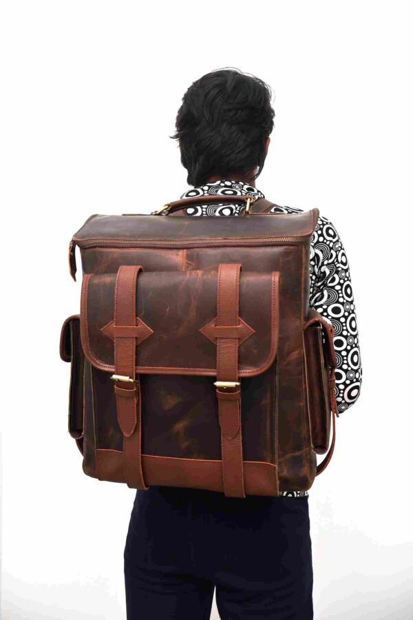 Panoply Leather Rust Brown Backpack - Image 6