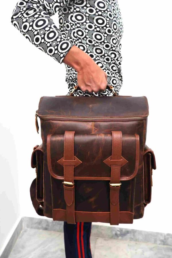 Panoply Leather Rust Brown Backpack - Image 5