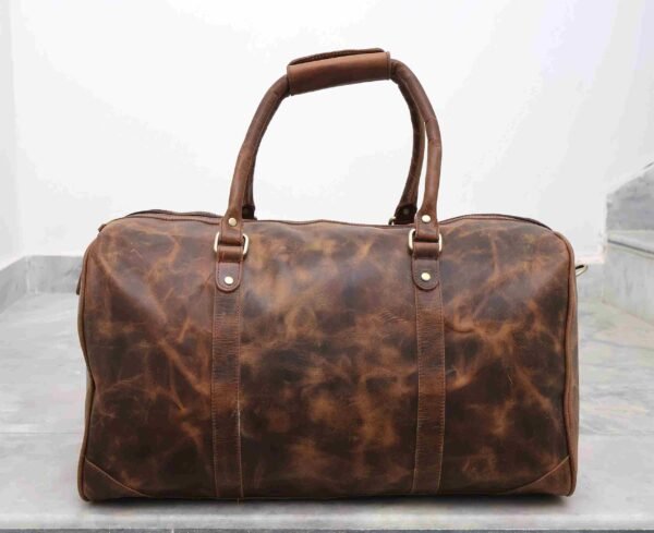 Panoply Leather Rust Brown Duffle Bag - Image 2