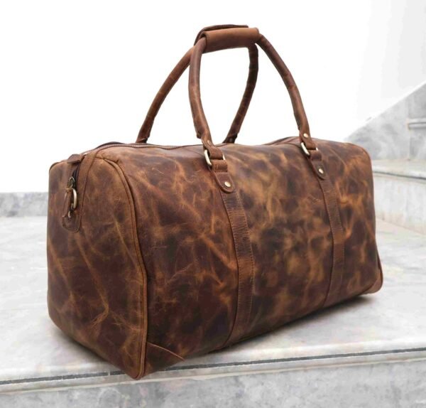 Panoply Leather Rust Brown Duffle Bag - Image 4