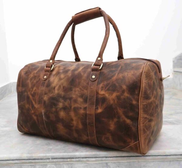 Panoply Leather Rust Brown Duffle Bag - Image 5
