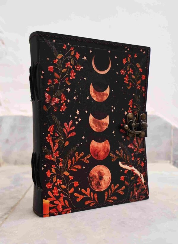 Panoply Leather UV Red Sun Moon – Vintage Style Diary - Image 3