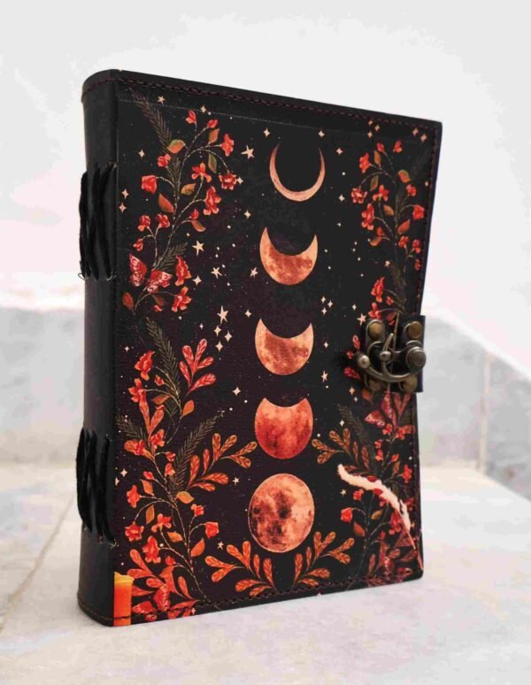 Panoply Leather UV Red Sun Moon – Vintage Style Diary - Image 4